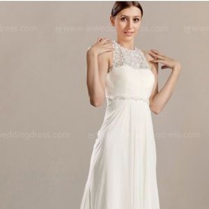 Sleeveless Chiffon Wedding Dress with T-back